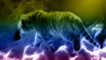 Картинка 3д графика animals животные фрактал тигр