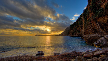 Картинка природа восходы закаты море закат скалы камни берег