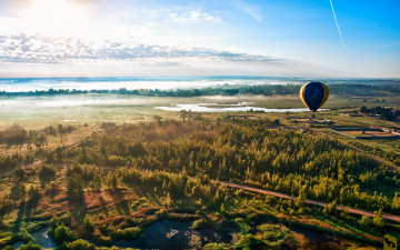 Картинка природа пейзажи деревья воздушный шар