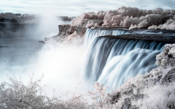 Картинка природа водопады деревья река