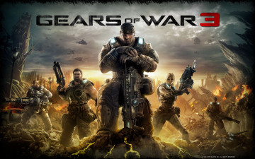 Картинка видео игры gears of war люди оружия