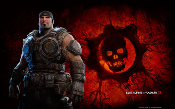 Картинка видео игры gears of war воин череп