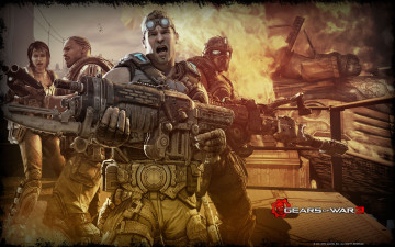 Картинка видео игры gears of war воины оружия