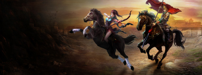 Обои картинки фото видео, игры, the, warlords, лошади, девушка