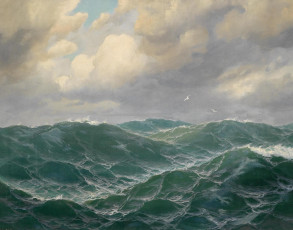 Картинка рисованные max jensen чайки волны море