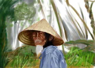 Картинка рисованные люди ветнамец