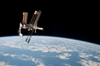 Картинка космос космические корабли станции мир мкс