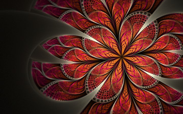 Картинка 3д графика fractal фракталы цветок узор красный лепестки