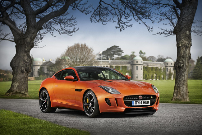 Обои картинки фото 2015 jaguar f-type coupe, автомобили, jaguar, ягуар, оранжевый
