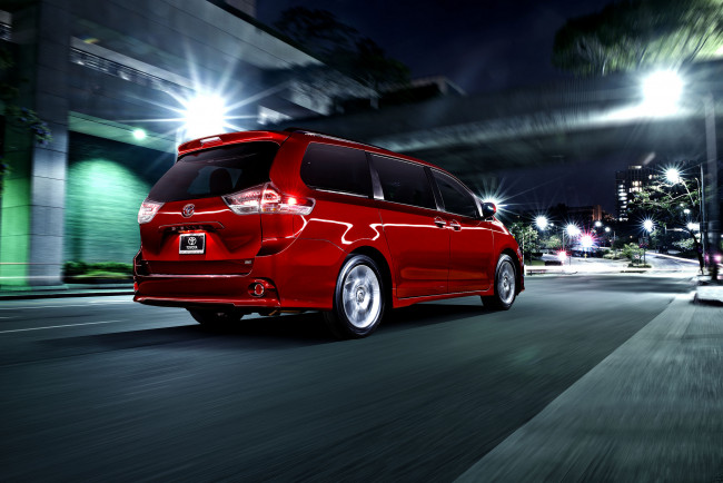 Обои картинки фото 2015 toyota sienna, автомобили, toyota, красный, Япония, тойота