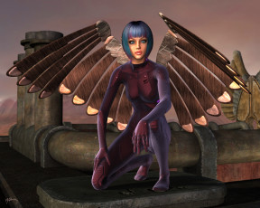 Картинка 3д+графика существа+ creatures девушка фон взгляд демон крылья