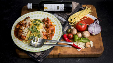 Картинка еда макаронные+блюда овощи масло соус спагети