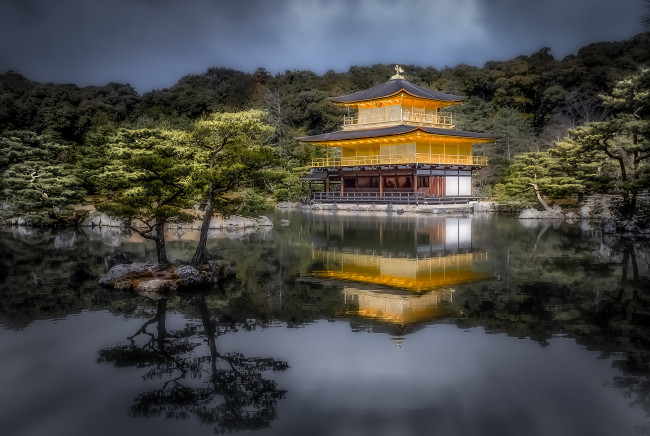 Обои картинки фото kinkaku-ji,  kyoto,  japan, города, - буддийские и другие храмы, парк, пруд, храм