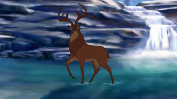 Картинка мультфильмы bambi+2 олень водоем
