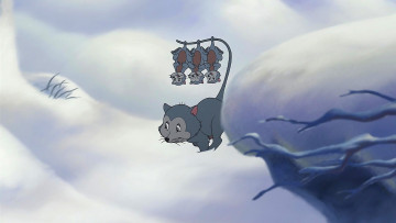Картинка мультфильмы bambi+2 опоссум снег детеныш