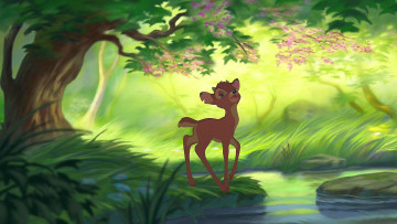 обоя мультфильмы, bambi 2, растения, олененок