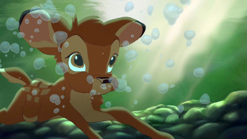 обоя мультфильмы, bambi 2, водоем, олененок, пузыри
