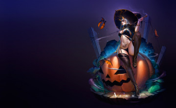 Картинка праздничные хэллоуин halloween тыква ведьма