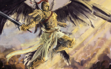 Картинка фэнтези демоны шлем оружие крылья