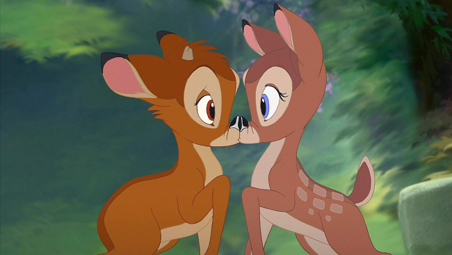 Обои картинки фото мультфильмы, bambi 2, двое, олененок