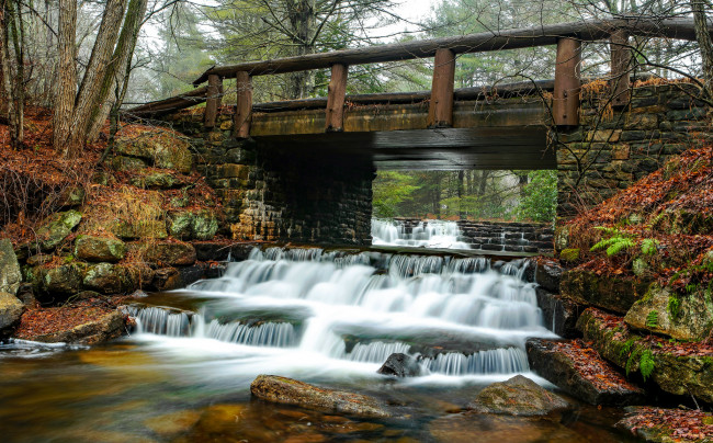 Обои картинки фото природа, водопады, мост