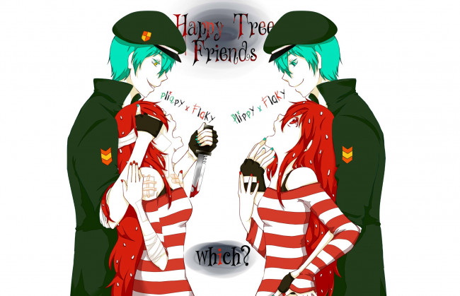 Обои картинки фото аниме, happy tree friends, счастливые, лесные, друзья