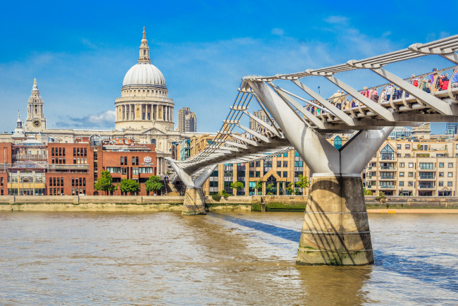 Обои картинки фото millennium bridge, города, лондон , великобритания, мост, столица