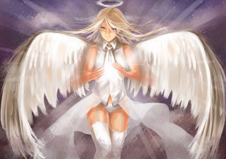 обоя аниме, ангелы,  демоны, фон, девушка, крылья