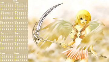 Картинка календари аниме коса крылья взгляд девочка