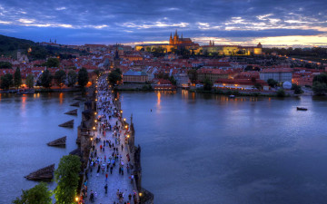 Картинка города прага+ Чехия влтава мост река