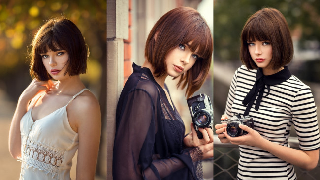 Обои картинки фото девушки, marie grippon, модель, шатенка, фотоаппарат