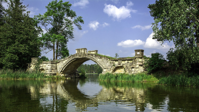 Обои картинки фото природа, реки, озера, река, мост, отражение