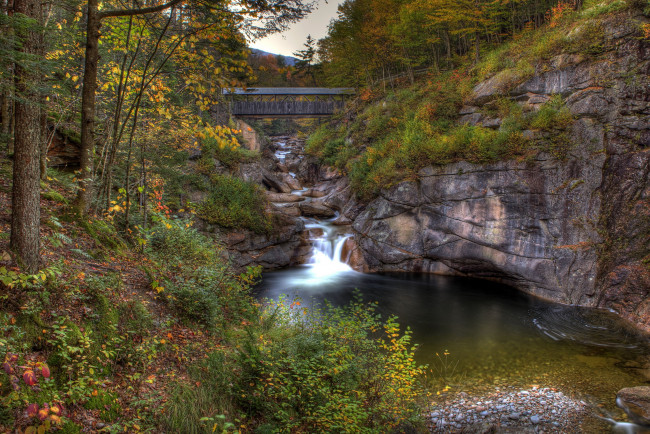 Обои картинки фото природа, реки, озера, осень, мост, река