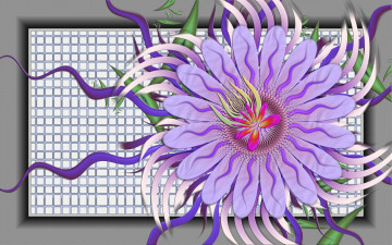 Картинка 3д графика flowers цветы клетка цветок узор
