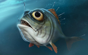 Картинка рисованные животные глаз зубы крючки рыболовные