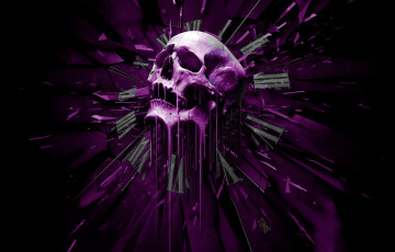 Картинка 3д графика horror ужас тёмный череп сиреневый сасы