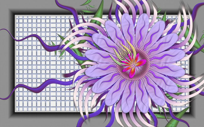 Обои картинки фото 3д, графика, flowers, цветы, клетка, цветок, узор