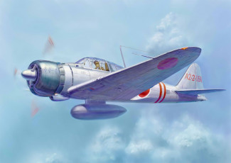 Картинка рисованное авиация war mitsubishi a6m zero japanese fighter painting ww2 art aviation