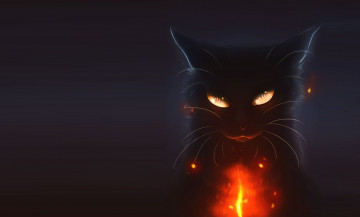 Картинка рисованное животные +коты праздник хэллоуин арт кошка ночь