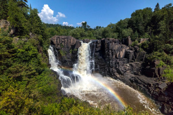 Картинка природа водопады поток радуга