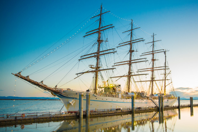 Обои картинки фото kaiwo maru, корабли, парусники, паруса, мачты