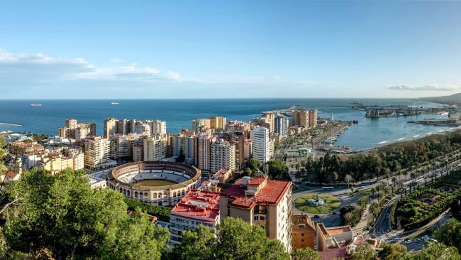Обои картинки фото города, малага , испания, панорама, стадион