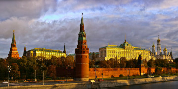 Картинка москва города россия панорама набережная кремль