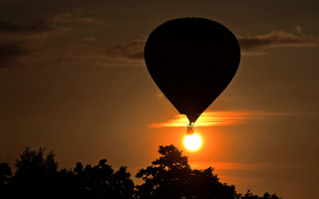 Картинка авиация воздушные шары вечер закат силуэт