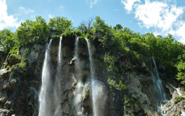 Обои картинки фото природа, водопады, обрыв