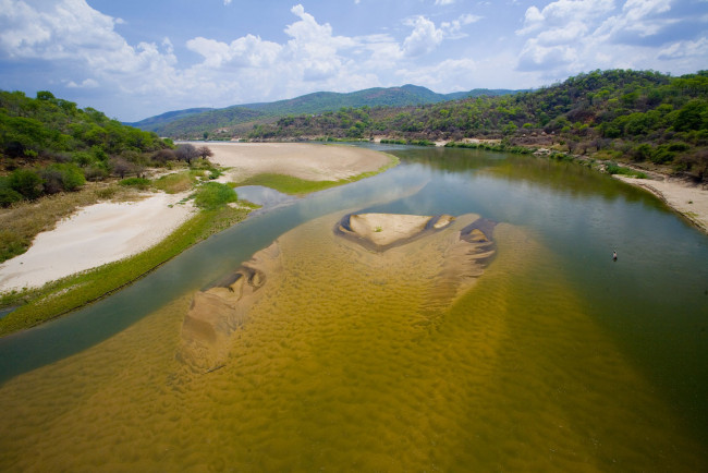 Обои картинки фото luangwa, bridge, замбия, природа, реки, озера, берега, река, отмели