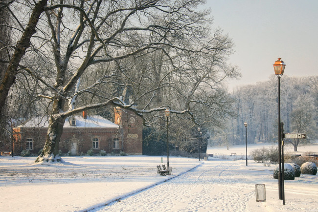 Обои картинки фото бельгия фландрия meise, города, - пейзажи, бельгия, улица, дома, зима, снег, фландрия