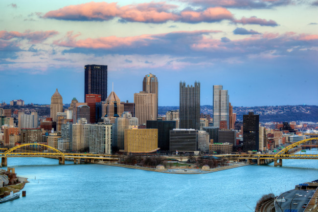 Обои картинки фото pittsburgh,    usа, города, - панорамы, река, дома, usа