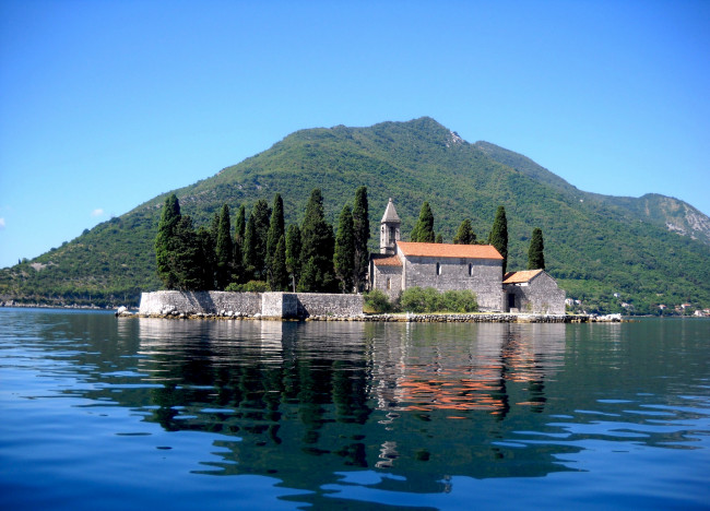 Обои картинки фото Черногория   остров святого георгия, города, - пейзажи, Черногория, остров, море, монастырь