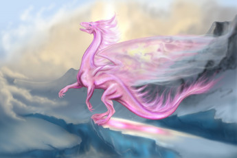 Картинка фэнтези драконы дракон розовый